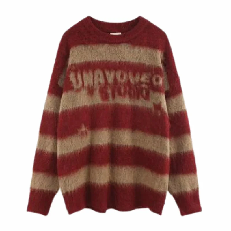 Women's Vintage Striped Mink Sweater