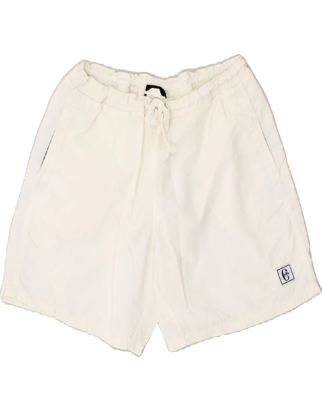 CONTE OF FLORENCE Womens Sport Shorts UK 14 Large Off White Polyamide