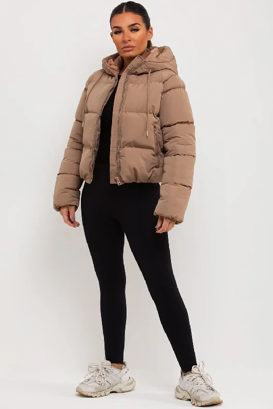 Hooded Puffer Jacket Beige