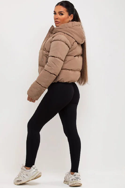 Hooded Puffer Jacket Beige