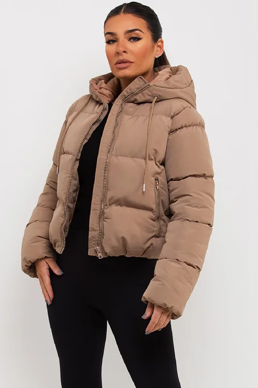 Hooded Puffer Jacket Beige