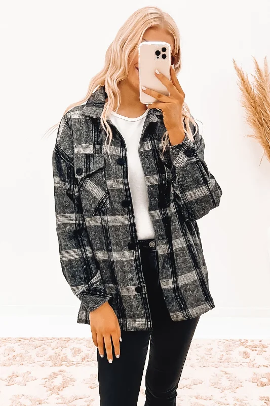 Tally Shacket Grey Check