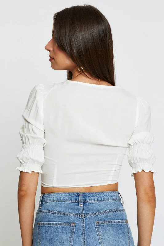 White Crop Bolero Short Sleeve