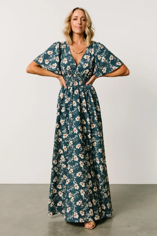 Verona Smocked Maxi Dress | Slate Floral