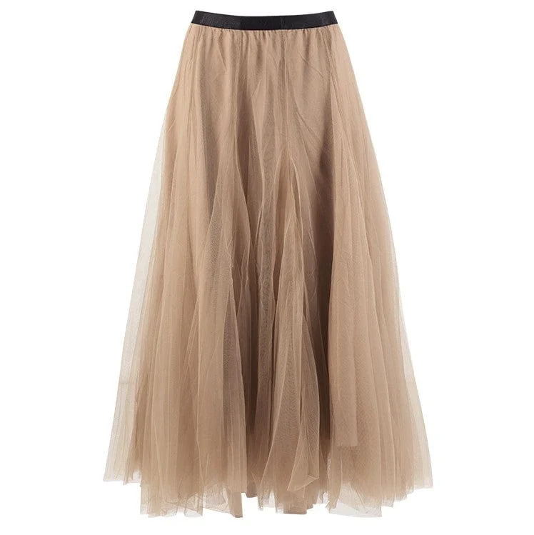 Women's Grunge Multilayer Mesh Maxi Skirt